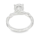 Elegant Diamond Mountings 14K White Gold Oval Cut Cubic Zirconium & 0.24 Carats Diamond Engagement Ring