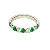 Bold & Elegant 18K White Gold 0.48 Carats Emerald & 0.40 Carats Diamond Stackable Band
