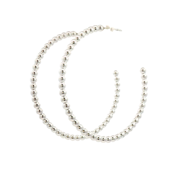 White Sterling Silver Large Hoop Earrings