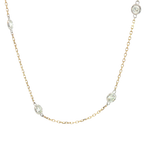 Elegant Diamond Necklaces 14K Yellow & White Gold 1.50 Carats Diamond Station Necklace - 18 Inch