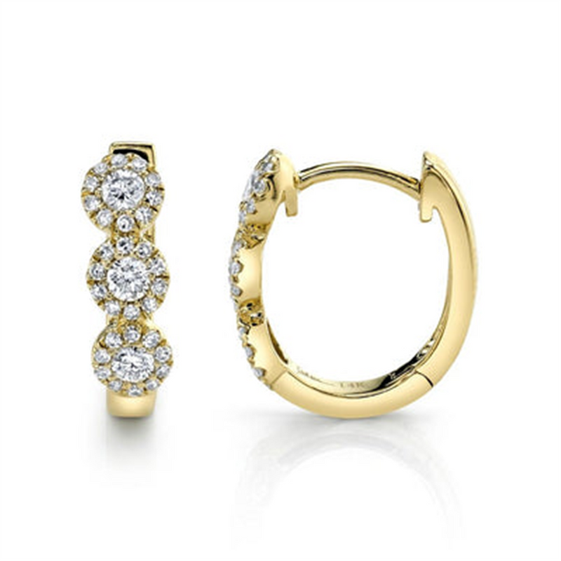 Classic & Contemporary 14K Yellow Gold 0.37 Carats Diamond Huggie Earrings