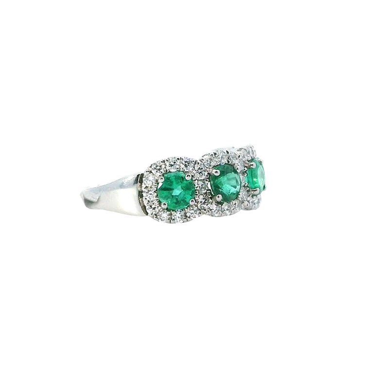Bold & Elegant 18K White Gold 1.19 Carat Emerald & 0.75 Carat Diamond Fashion Band