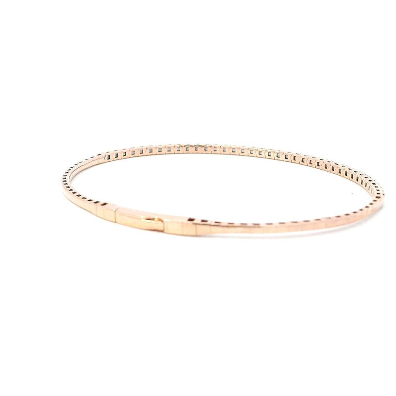 Sophisticated & Timeless Diamond Bracelets 14K Gold Rosé & Titanium Brown & White Diamond Flexible Bangle Bracelet - 0.98 CTW, Size 6.75 Inch