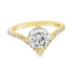 Elegant Diamond Mountings 14K Yellow Gold Round Cut Cubic Zirconium & 0.20 Carats Diamond Engagement Ring