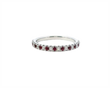 Bold & Elegant 14K Gold White Color Stone Fashion Rings - 14K  White Gold 0.17 Carats Ruby & 0.11 Carats Diamond Stackable Band
