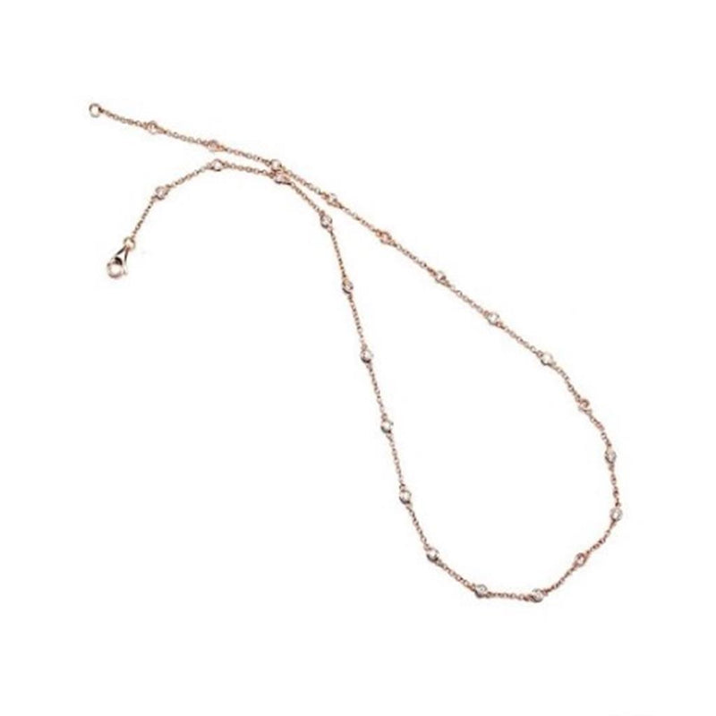 Elegant Diamond Necklaces 18K Gold Rosé 1.03 Carats Diamond Station Necklace - 16.5 Inch
