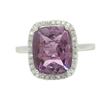 Bold & Elegant 14K White Gold 3.75 Carats Amethyst & 0.18 Carats Diamond Halo Ring