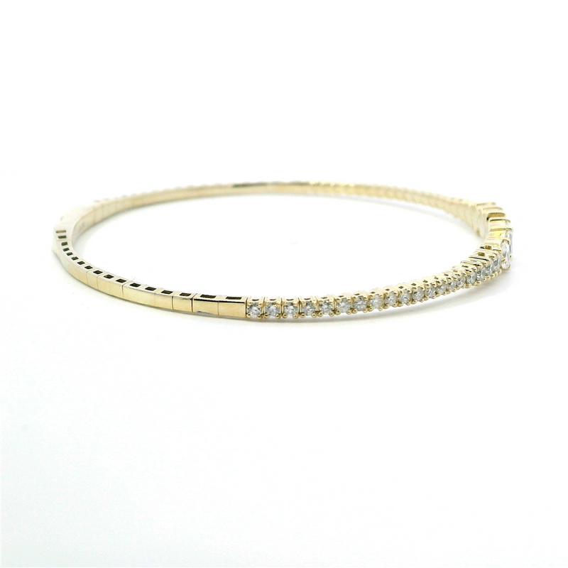 Sophisticated & Timeless Diamond Bracelets 14K Gold Yellow Scatter Shape & Round Diamond Bangle Bracelet - 1.36 CTW, Size 6.75 Inch