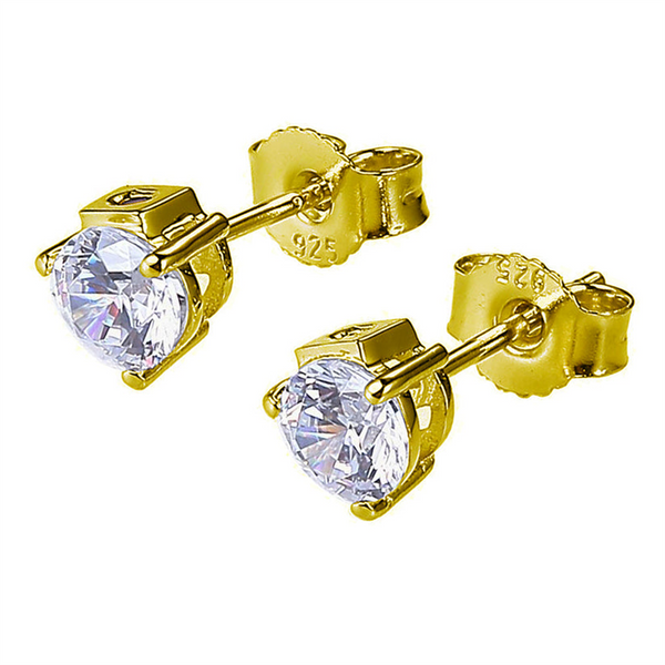 Yellow Silver Plate Stud Earrings