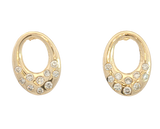 Classic & Contemporary 14K Yellow Gold 0.20 Carats Diamond Forward Facing Elongated Oval Small Hoop Earrings