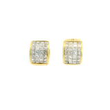 Classic & Contemporary 18K Yellow Gold 2.65 Carats Princess Cut Diamond 12x10mm Huggie Earrings