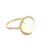 Bold & Elegant 14K Yellow Gold 2.05 Carats Opal & 0.24 Carats Diamond Halo Ring