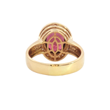 Bold & Elegant 18K Yellow Gold Oval Cut 2.89 Carats Reddish Pink Tourmaline & 0.33 Carats Diamond Halo Ring