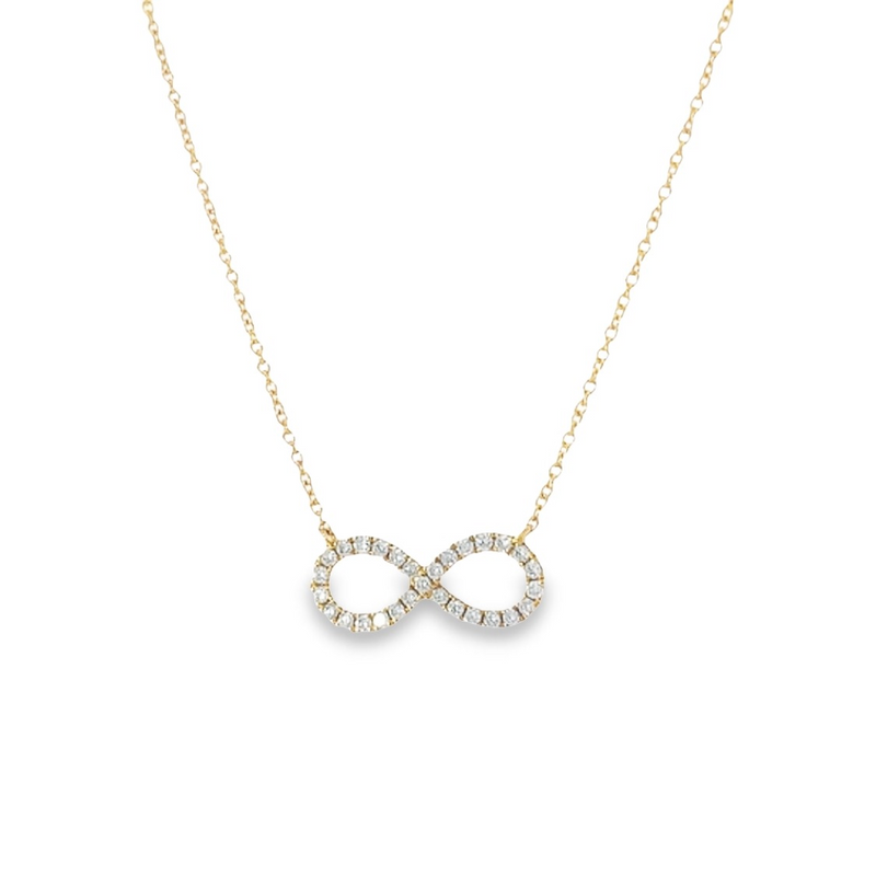 Yellow 18 Karat Gold 1/4 Carats Diamond Infinity Necklace