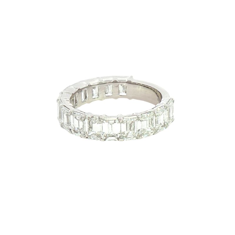Elegant Diamond Bands 14K White Gold 4.64 Carats Emerald Cut Lab Grown Diamond Anniversary Band