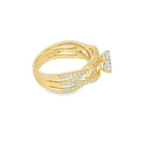 Elegant Diamond Mountings 14K Yellow Gold Round Cut Cubic Zirconium & 0.84 Carats Diamond Engagement Ring