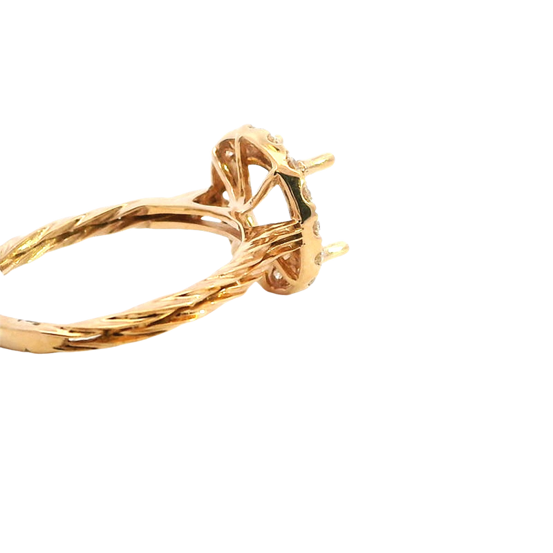 Elegant Diamond Mountings 18K Rosé Gold 1.50 Carats Round Halo Semi Mount Ring - 0.46 Carats Diamond Total Weight