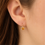 Vibrant Color Stone 14K Yellow Gold 1.10 Carats Citrine Dangle Earrings