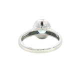 Bold & Elegant 18K White Gold  Oval Cut 0.74 Carats Aquamarine & 0.13 Carats Diamond Halo Ring