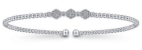 White 14 Karat Gold 0.12 Carats Diamond Bangle Bracelet