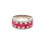 Bold & Elegant 18K White Gold Baguette Cut 2.28 Carats Ruby & 0.83 Carats Diamond Ring