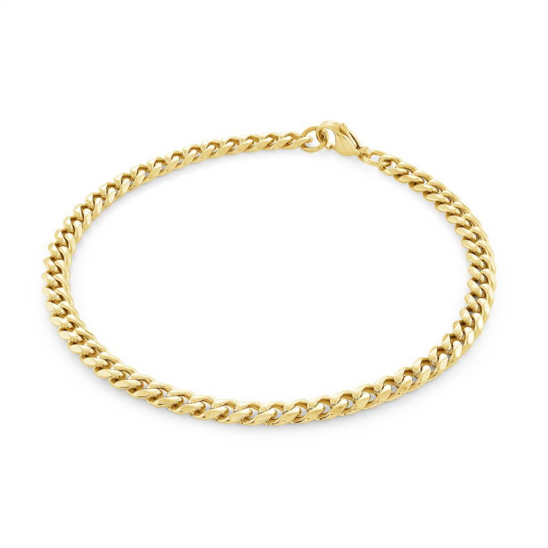 Ion Plated Yellow Gold Over Stainless Steel 4.6 MM Curb Bracelet - 7 Inch