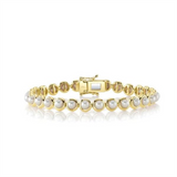Yellow 14 Karat Gold Cultured PearlTennis Bracelet