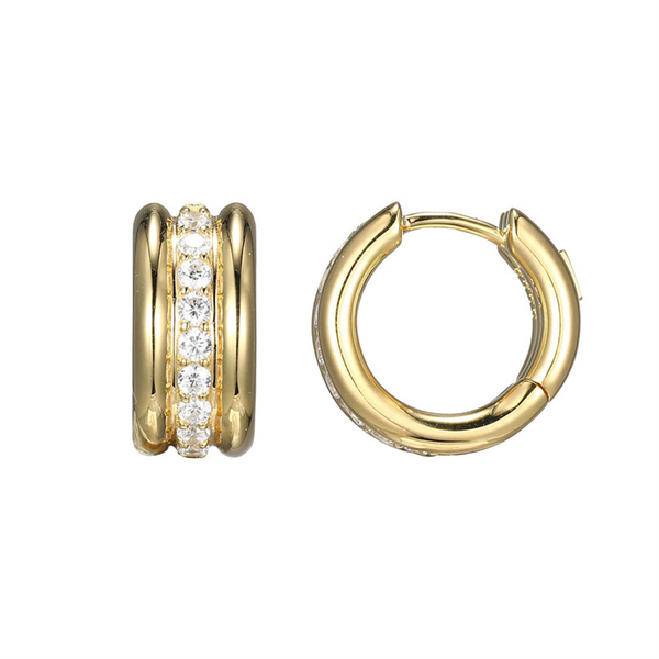 Yellow Silver Plate Huggie Earrings