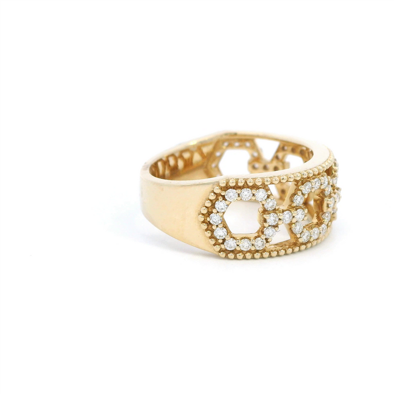 Contemporary Diamond Fashion Bands & Rings 14K Yellow Gold Open Link Diamond Accented 8.5mm Fashion Band, 0.55 Carats