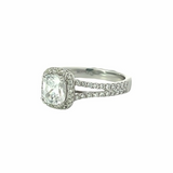 White 18 Karat Gold 0.43 Carats Diamond Halo Cushion Engagement Ring
