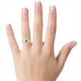 White 10 Karat Gold 0.24 Carats Emerald & 0.06 Carats Diamond Halo Ring