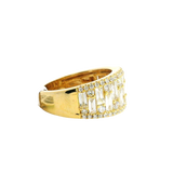 Elegant & Trendy 18K Yellow Gold Round & Baguette 1.98 Carats Diamond Ring