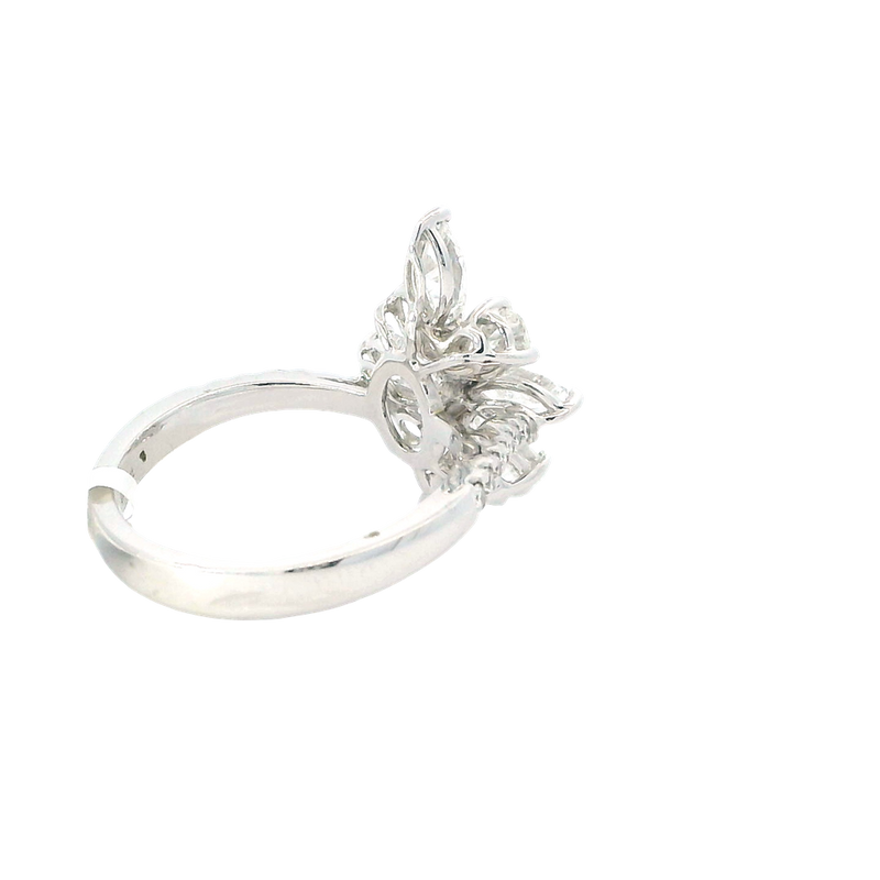 Elegant & Trendy 18K White Gold Marquise, Pear & Round 2.16 Carat Diamond Ring
