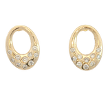 Classic & Contemporary 14K Yellow Gold 0.20 Carats Diamond Forward Facing Elongated Oval Small Hoop Earrings