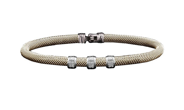 Two-Toned Sterling Silver Lab-Grown 0.18 Carats Diamond Bangle Bracelet