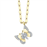 Elegant Diamond Necklaces 14K Yellow Gold 0.09 Carats Diamond Butterfly Necklace - 18 Inch