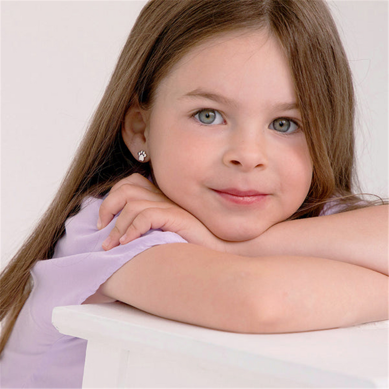 Sterling Silver My Furry Friend Dog Paw Earrings For Children