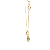 Yellow Gold Asymmetrical Emerald Pendant Necklace - 18K Gold Yellow 0.45 Carats Oval Emerald & 0.09 Carats Diamond, 18 Inch