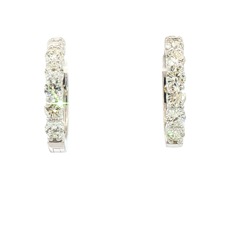 Classic & Contemporary 14K White Gold 1.0 Carat Diamond Medium Hoop Earrings