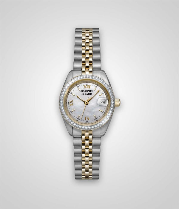 MPJ Signature Stainless Steel Mother of Pearl & Diamond Dress Watch