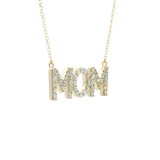 Elegant Diamond Necklaces 14K Yellow Gold  0.473 Carats Diamond "MOM" Necklace - 18 Inch