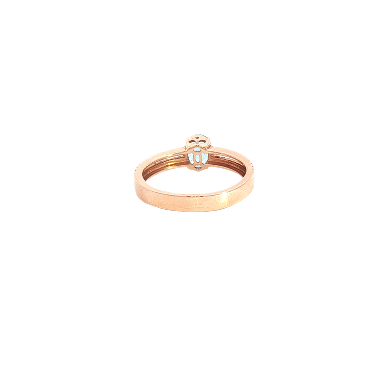 Bold & Elegant 14K Rosé Gold Oval Cut 0.63 Carats Light Blue Aquamarine & 0.18 Carats Diamond Ring