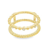 14K Yellow Gold Beading & Twist 0.04 Carats Diamond Guard