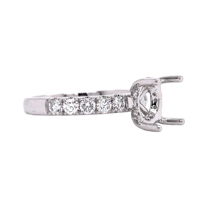 White 18 Karat Gold 0.69 Carats Diamond Hidden Halo Semi-Mount Engagement Ring