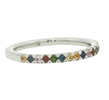 Bold & Elegant 14K White Gold 0.53 Carats Colored Gemstone Stackable Ring