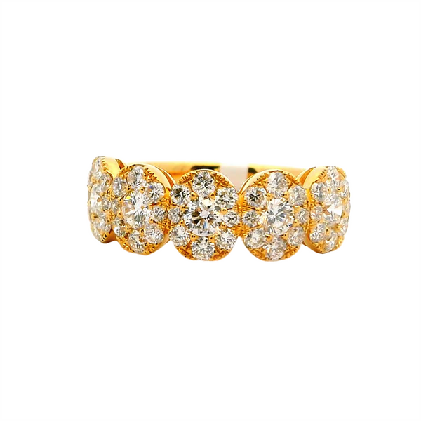 Elegant Diamond Bands 18K Gold Yellow Halo 1-1/3 Carats Diamond Anniversary Halo Band