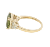 Bold & Elegant 14K Yellow Gold Cushion Cut 4.20 Carats Peridot & 0.45 Carats Diamond Ring