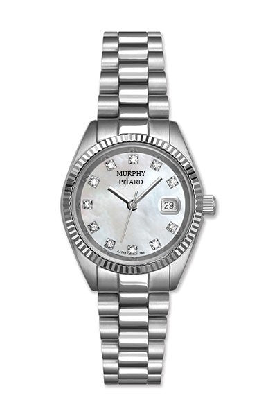 Murphy Pitard Stainless Steel Mother of Pearl Dial & Diamond Watch