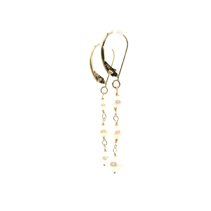 Timeless & Sophisticated Design Yellow 14K Gold Cultured Pearl Dangle Earrings