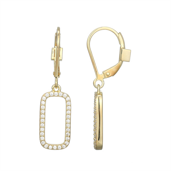 Yellow Silver Plate Dangle Earrings
